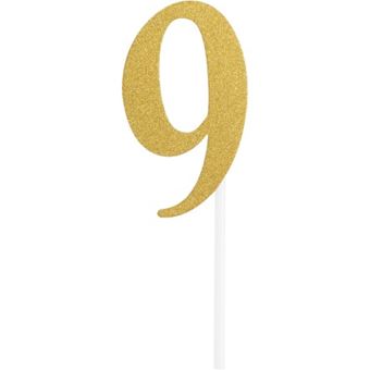 Picture of NUMBER 9 GLITTER CAKE TOPPER GOLD 5 X 8CM